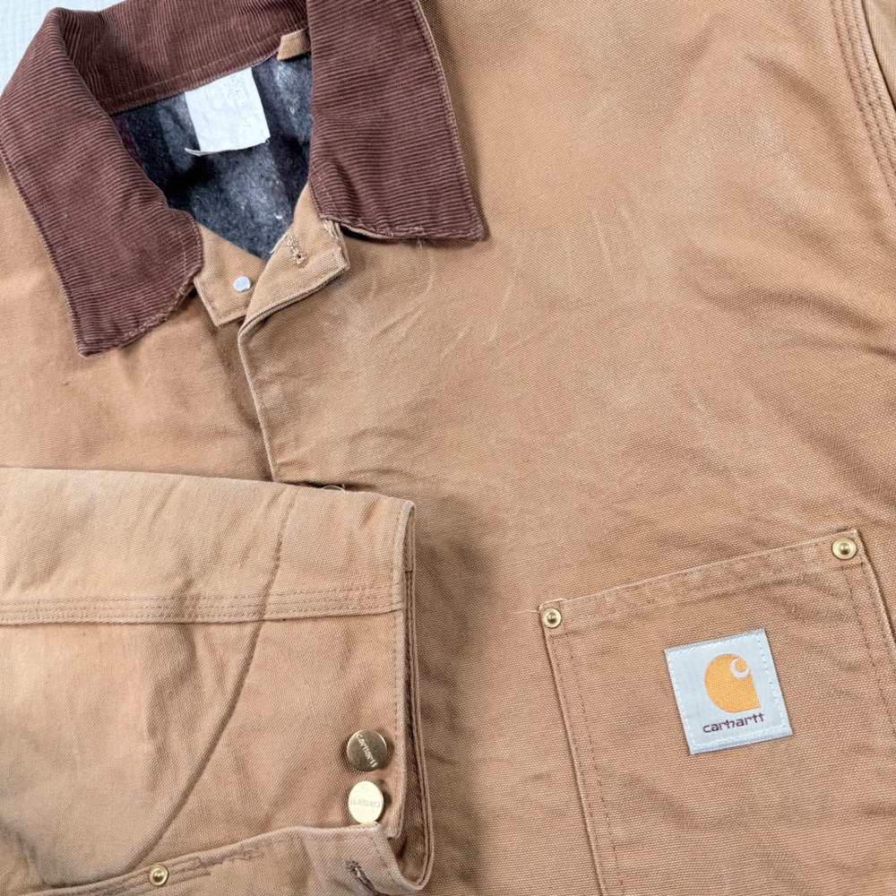 VTG Carhartt Chore Coat Blanket Lined Duck Canvas Jacket Brown XXL Gorpcore 6BLC